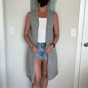 Belldini Sleeveless Long Grey Duster Cardigan